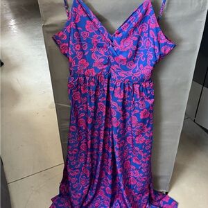 Floral Pink and Blue Maxi Dress